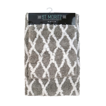Monarch Brands St Mortiz 2 Piece Rug Set - Color Ground, Grey PNP-STM-CG-GREY